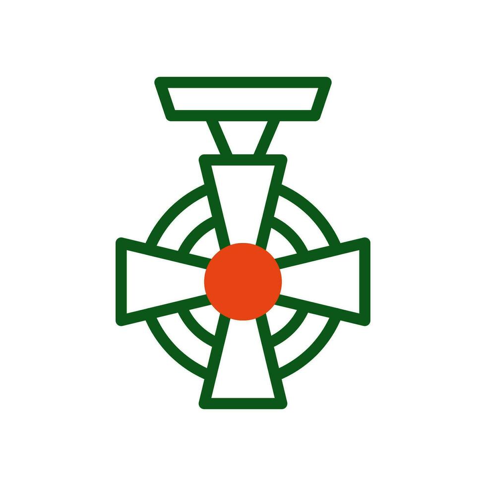 medaglia icona duotone verde arancia colore militare simbolo Perfetto. vettore