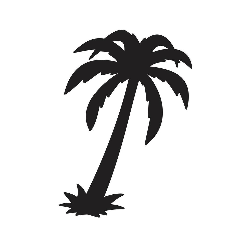 palma albero icona vettore logo Noce di cocco albero simbolo cartello tropicale spiaggia estate personaggio cartone animato scarabocchio illustrazione