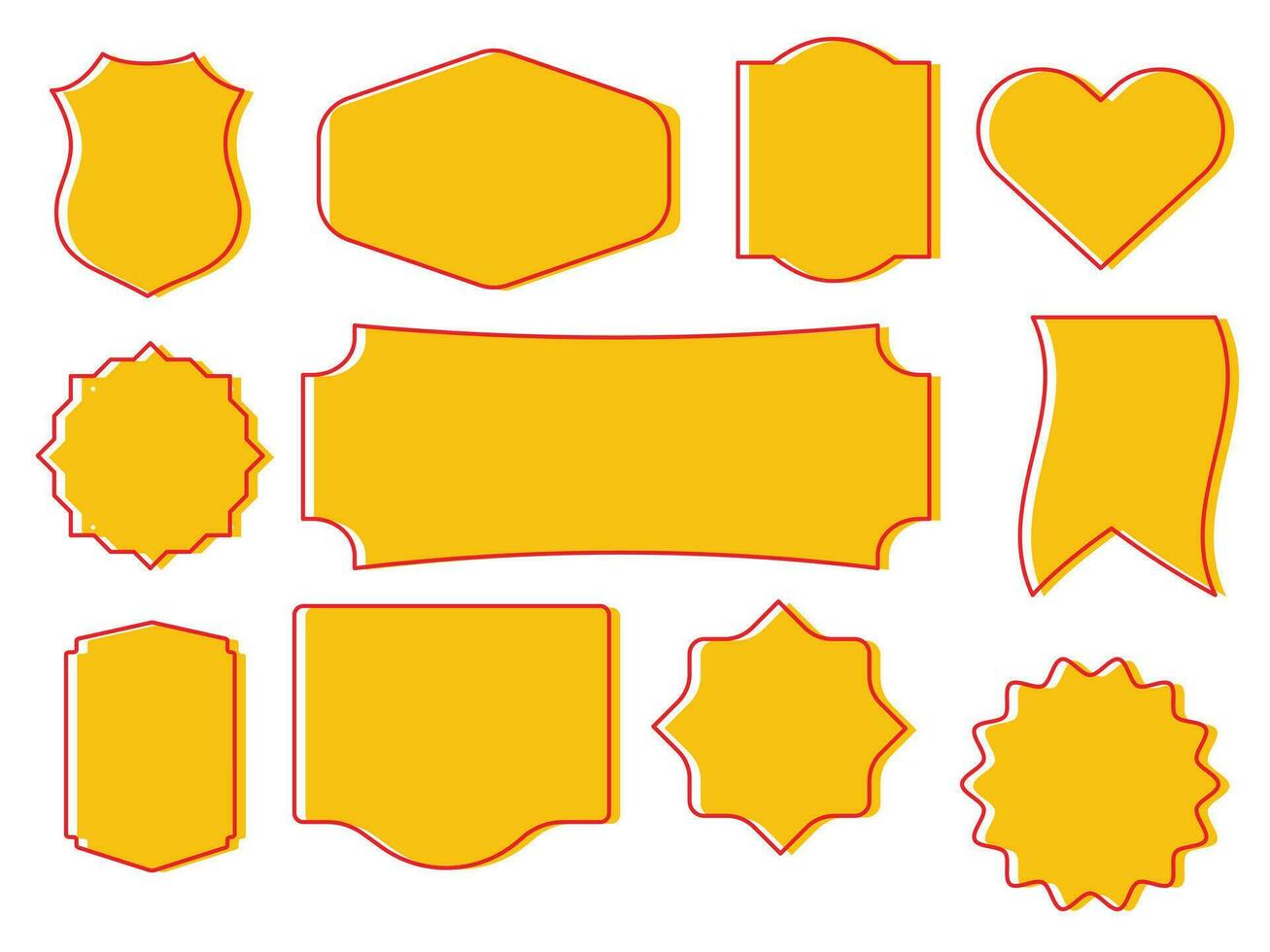 impostato di giallo e schema rosso vuoto distintivo forma illustrazione. vettore
