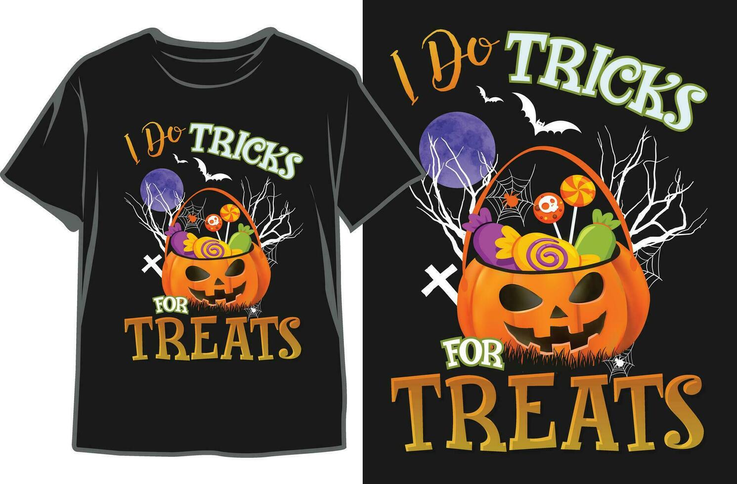 io fare trucchi per ossequi Halloween tempo nero maglietta design per donne vettore