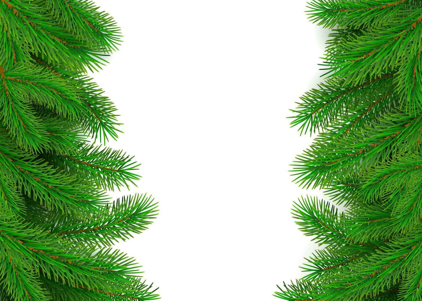 verde abete rami confine. Natale albero ramoscello decorazione elemento per bandiera e manifesto. nuovo anno albero rami con cespuglioso aghi. conifera vacanza arredamento. vettore