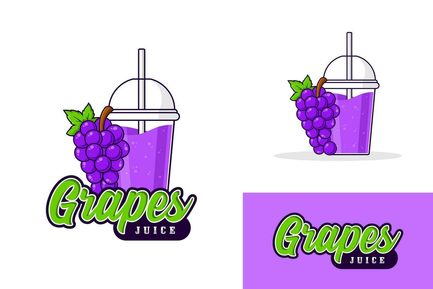 uva succo bevanda logo design illustrazione collezione vettore