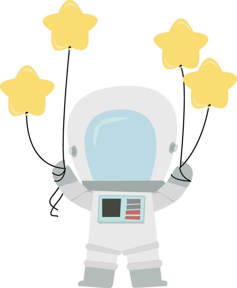 illustrazione di carino astronauta cartone animato Tenere un' stella Palloncino vettore