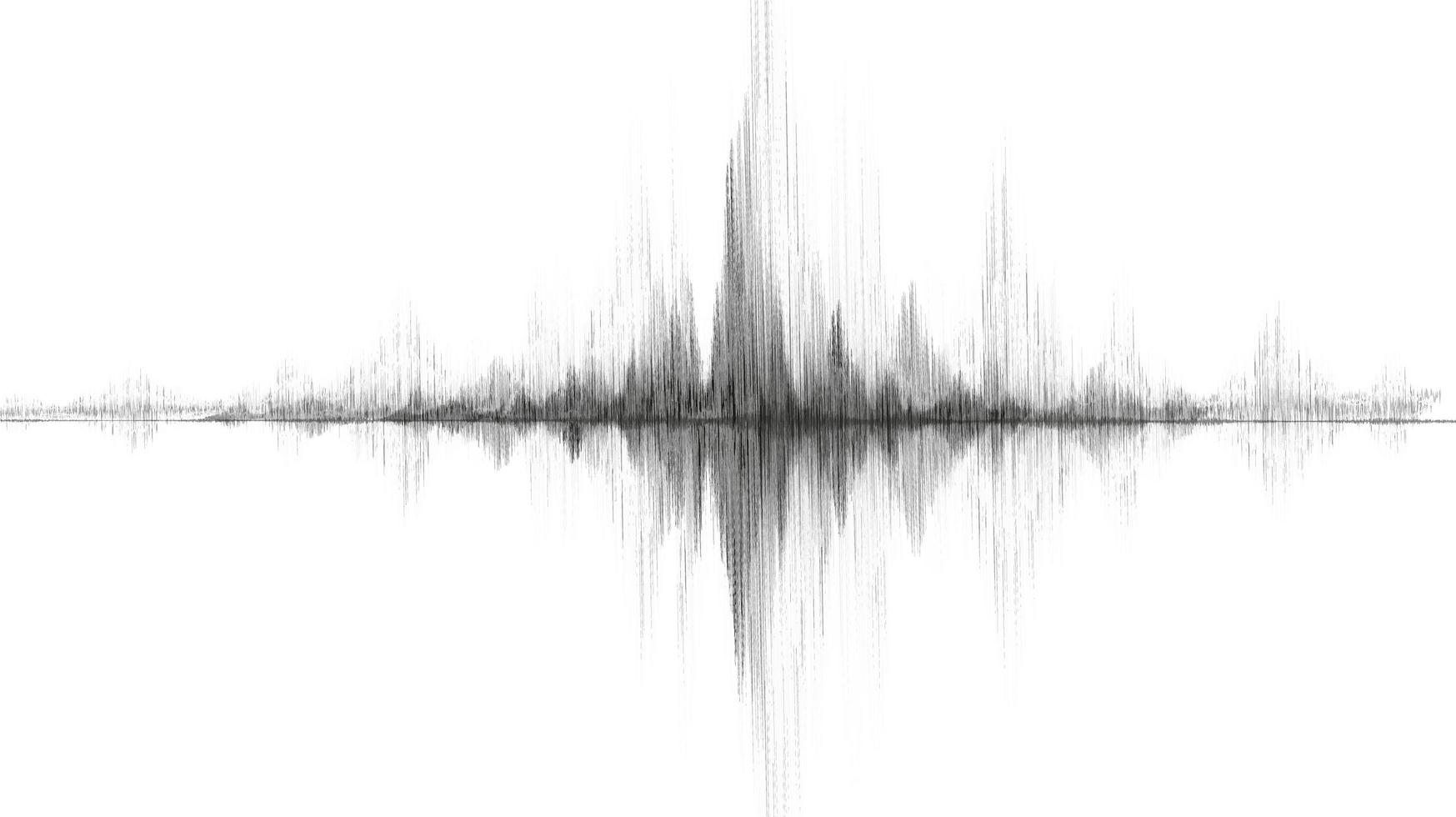 onda di terremoto nera con vibrazione circolare su sfondo di carta bianca, concetto di diagramma di onda audio, design per l'istruzione e la scienza, illustrazione vettoriale. vettore