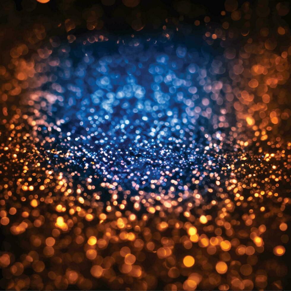 sfondo di astratto luccichio luci. blu, oro e nero. de focalizzata. vettore