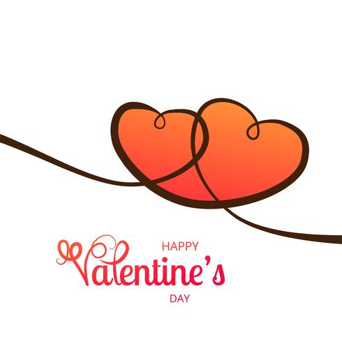 Illustrazione felice di progettazione del cuore della carta di amore di San Valentino vettore