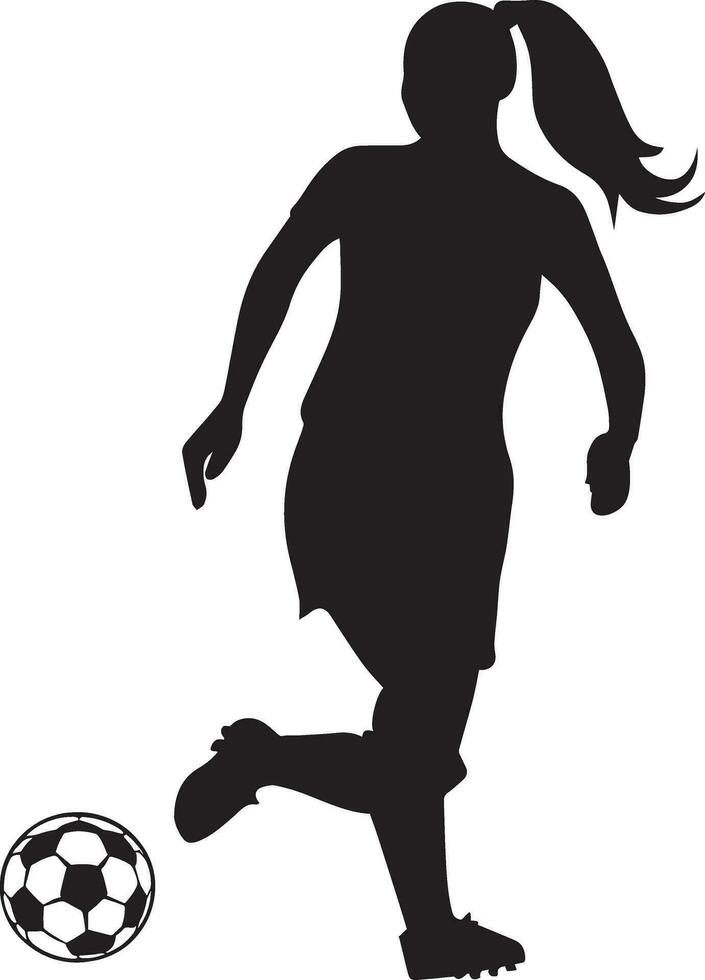 femmina calcio giocatore vettore silhouette illustrazione