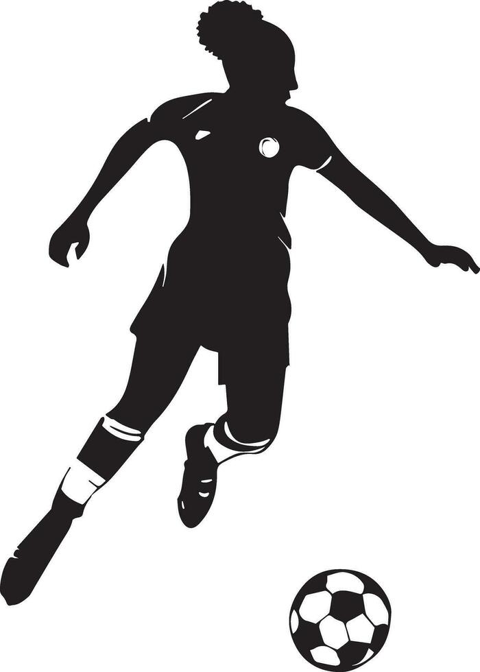 femmina calcio giocatore vettore silhouette illustrazione