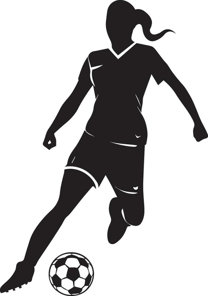 femmina calcio giocatore vettore silhouette illustrazione