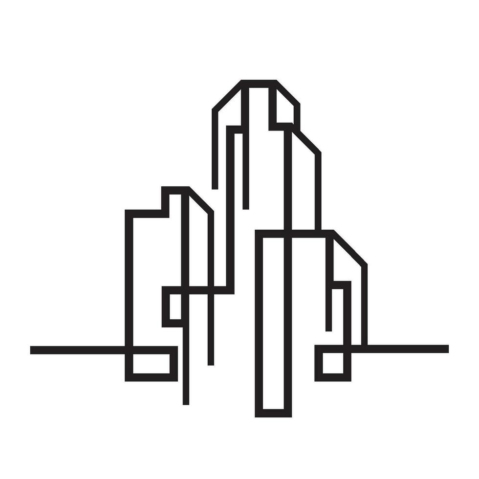 città edificio linea arte vettore icona design illustrazione modello