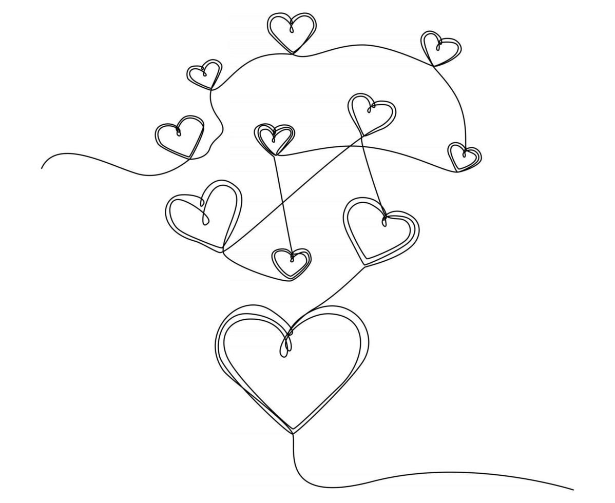 illustrazione di vettore di amore del cuore del disegno a tratteggio continuo