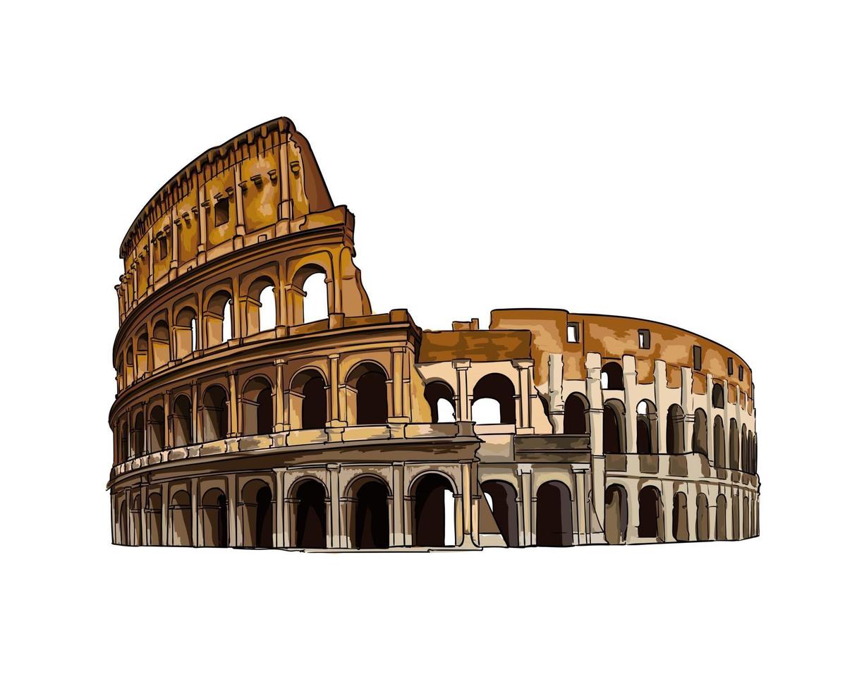 colosseo a roma, italia, disegno colorato, realistico. illustrazione vettoriale di vernici