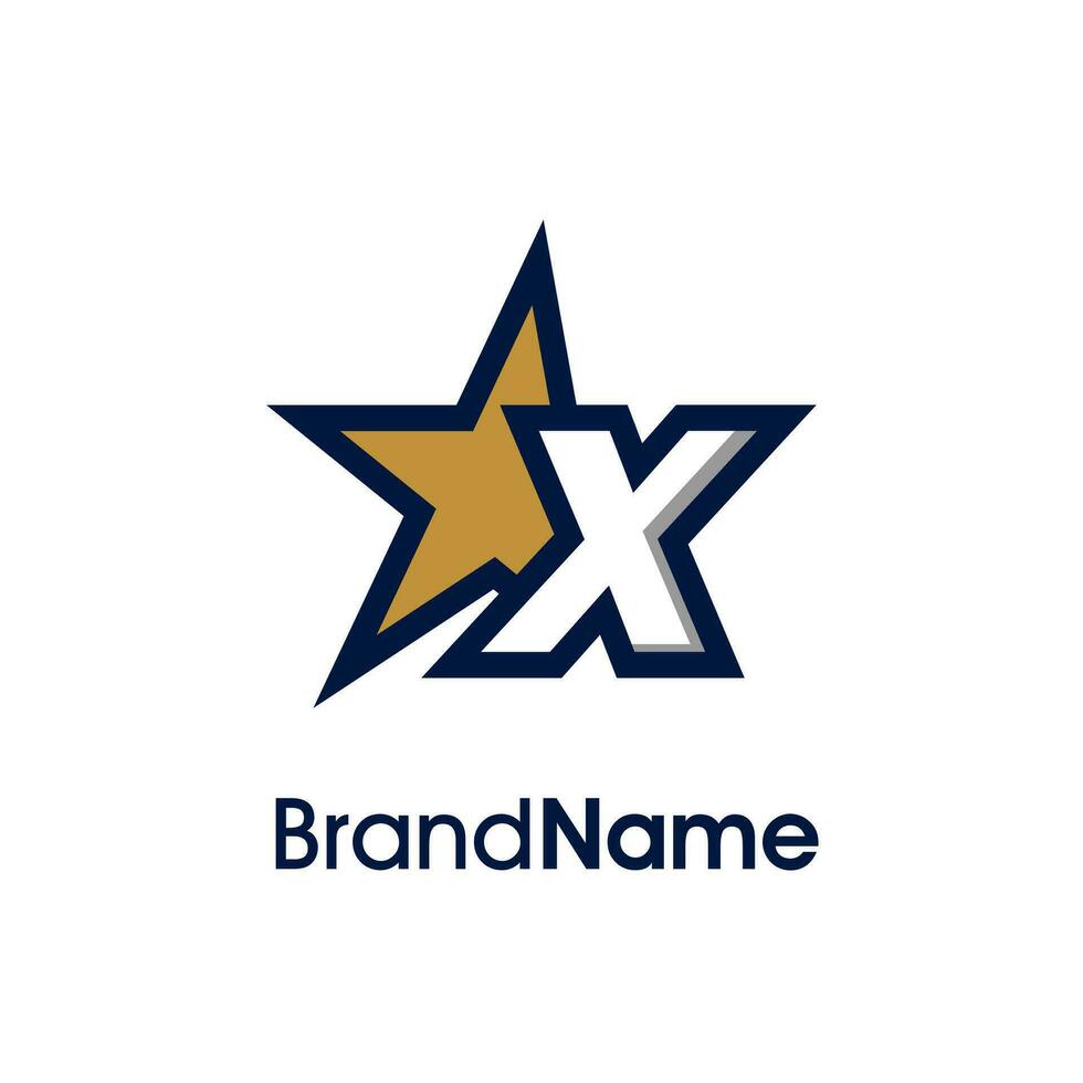 iniziale X oro stella logo vettore