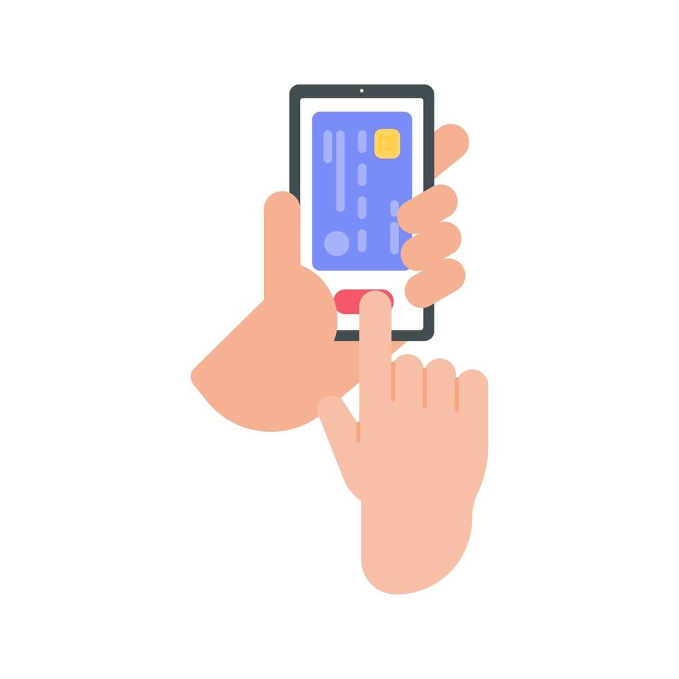 uomo d'affari in possesso di un cellulare per pagare online tramite carta di credito shopping online concept vettore