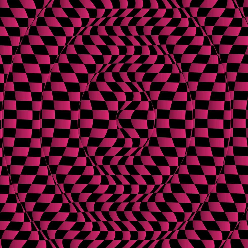 sfondo a scacchi distorto in rosa e nero vettore