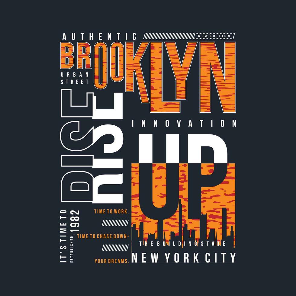brooklyn salire su grafico tipografia, t camicia vettore, design moda, illustrazione, bene per casuale stile vettore