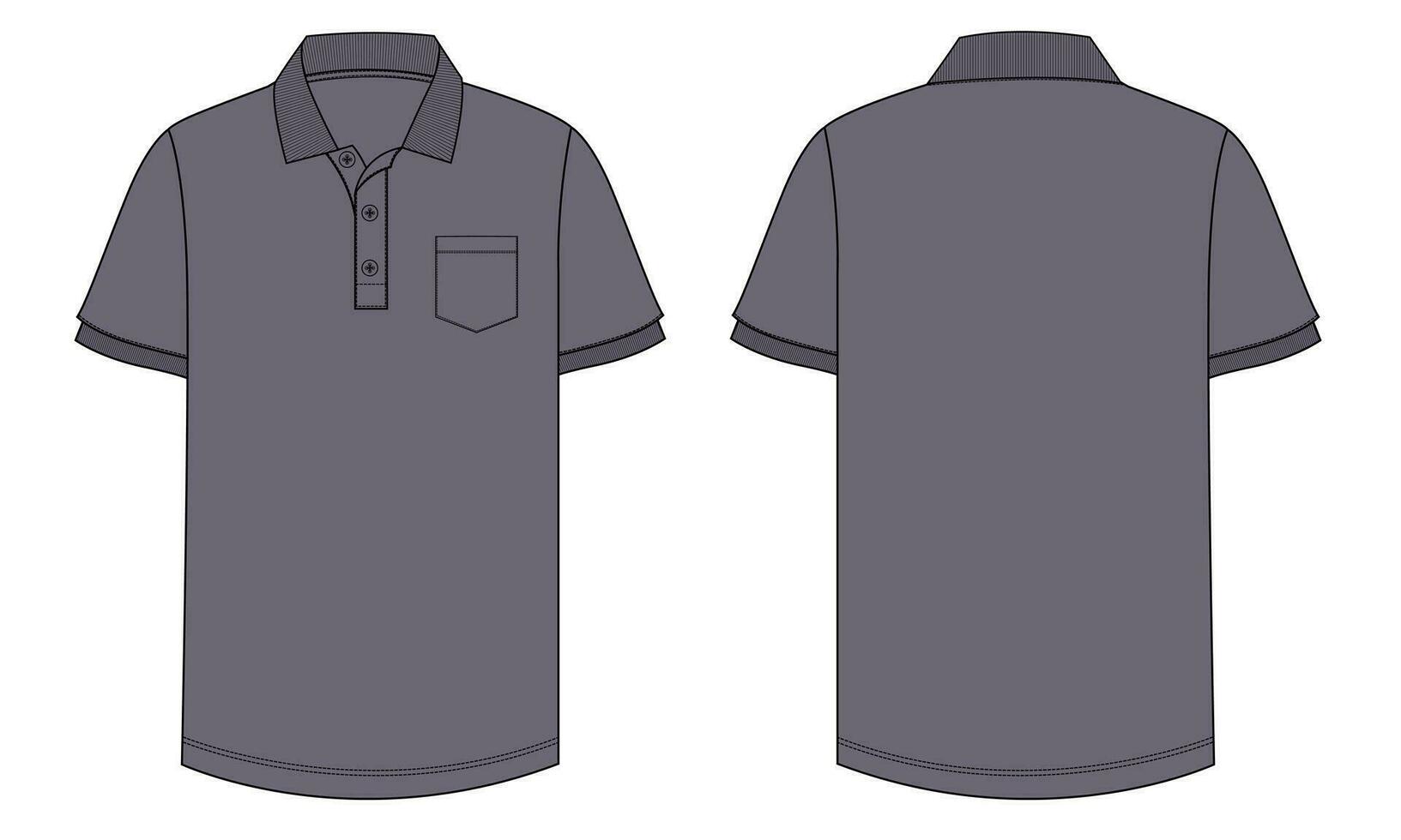 corto manica polo camicia vettore illustrazione modello davanti e indietro visualizzazioni