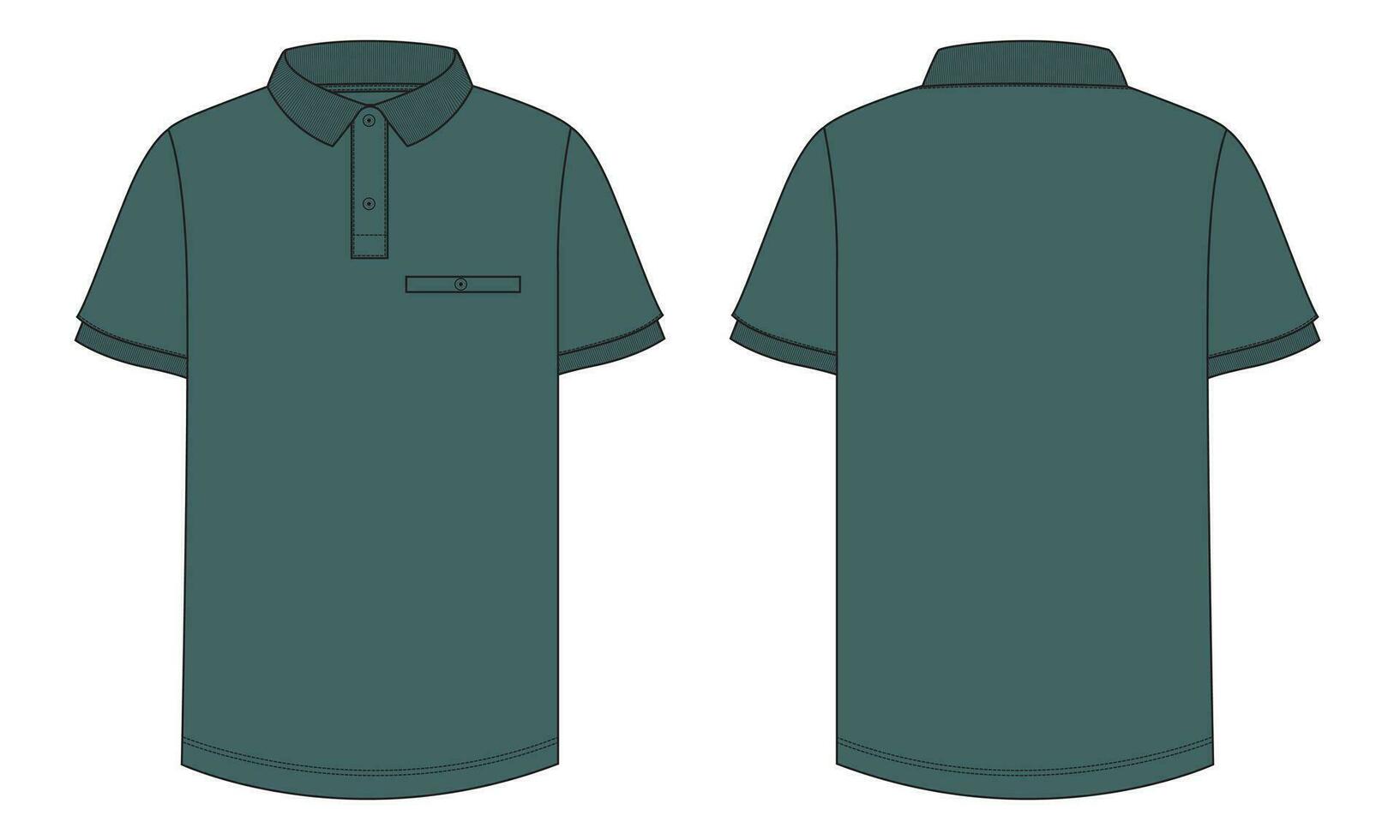 corto manica polo camicia vettore illustrazione modello davanti e indietro visualizzazioni