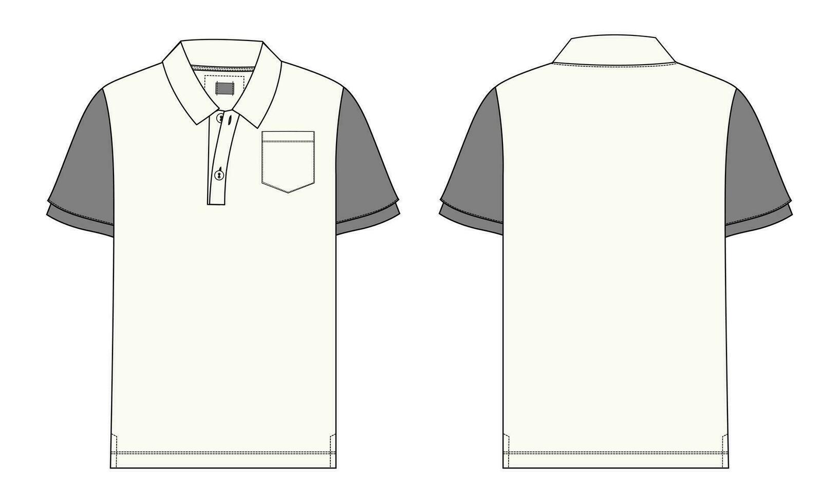 corto manica polo camicia vettore illustrazione modello davanti e indietro visualizzazioni