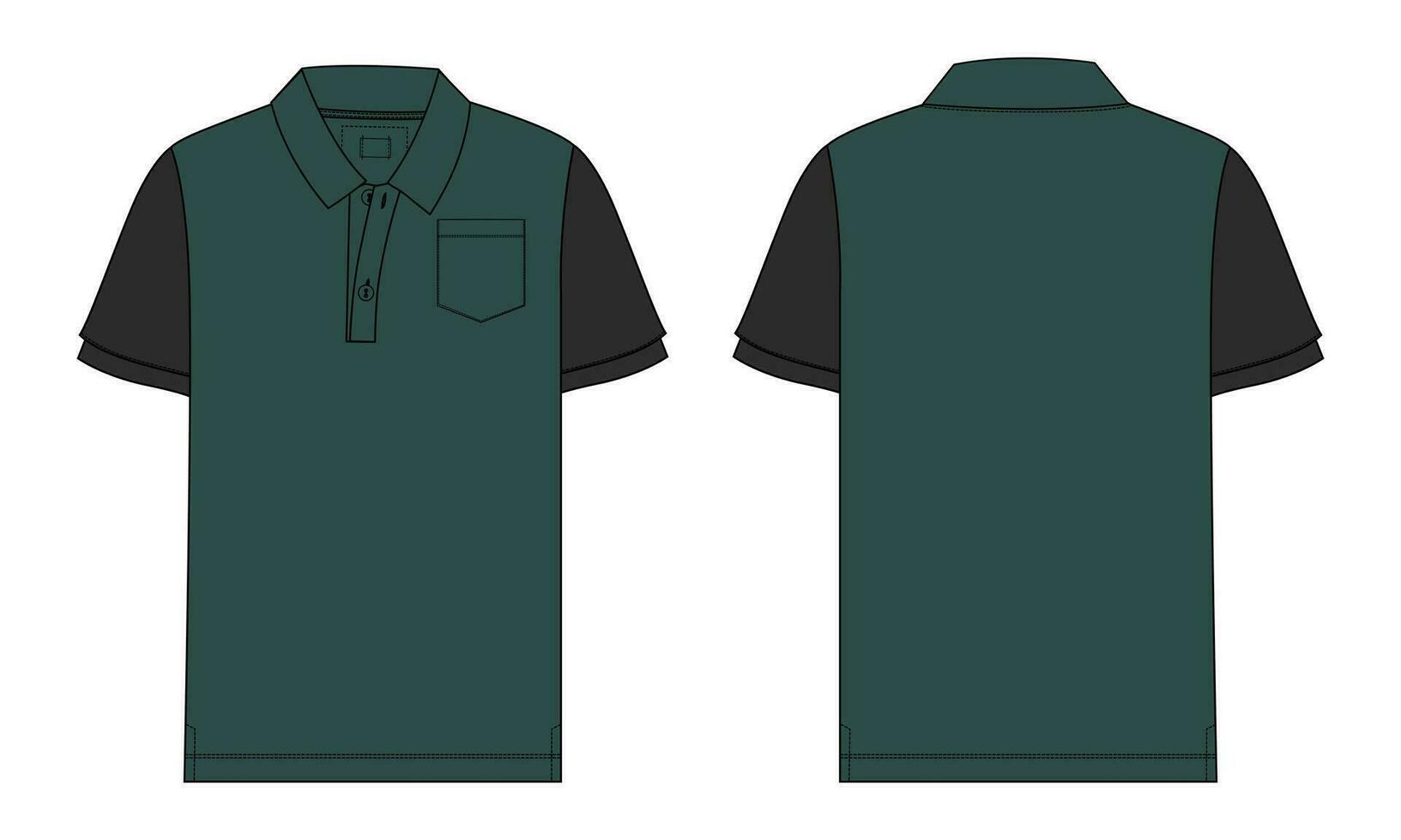 corto manica polo camicia vettore illustrazione modello davanti e indietro visualizzazioni