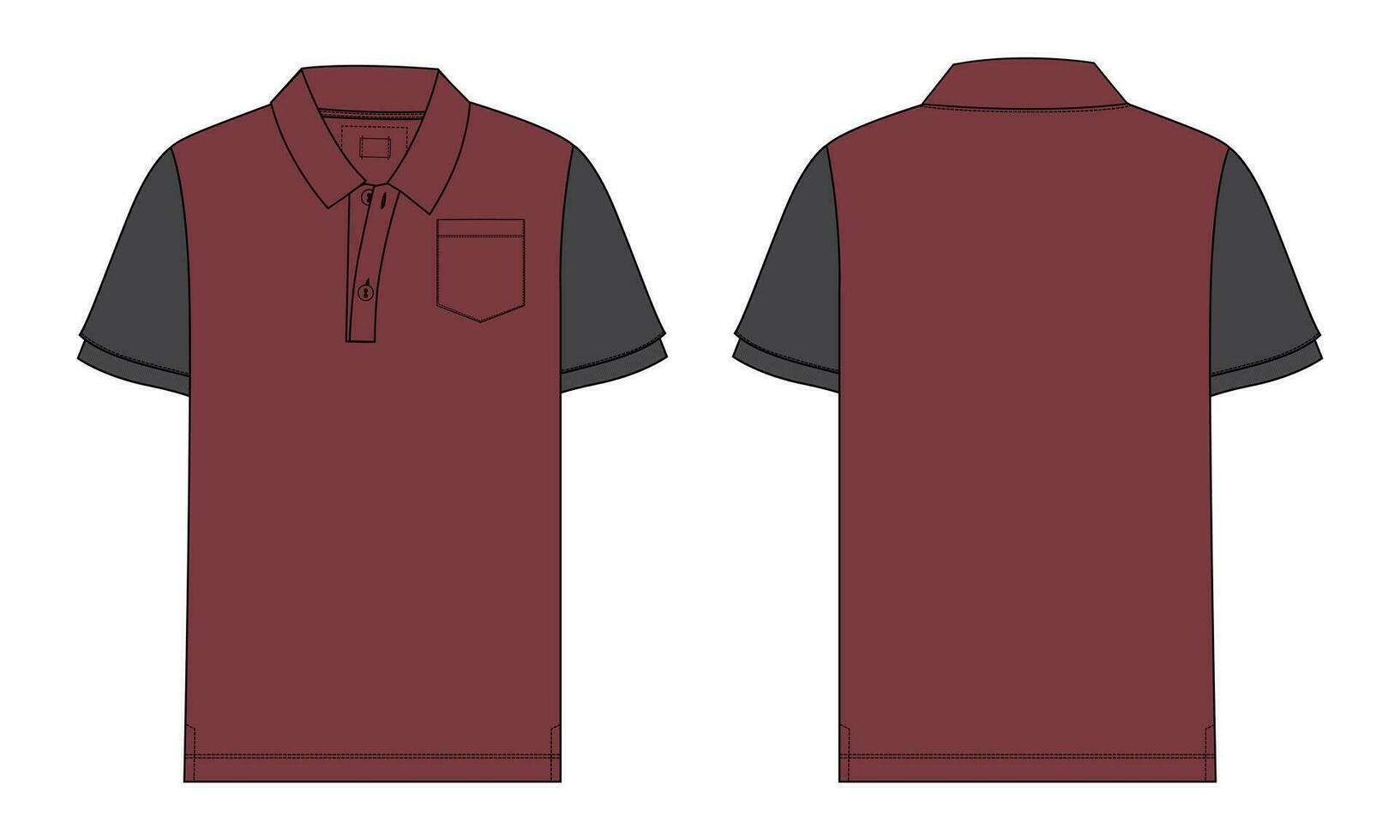 corto manica polo camicia vettore illustrazione modello davanti e indietro visualizzazioni