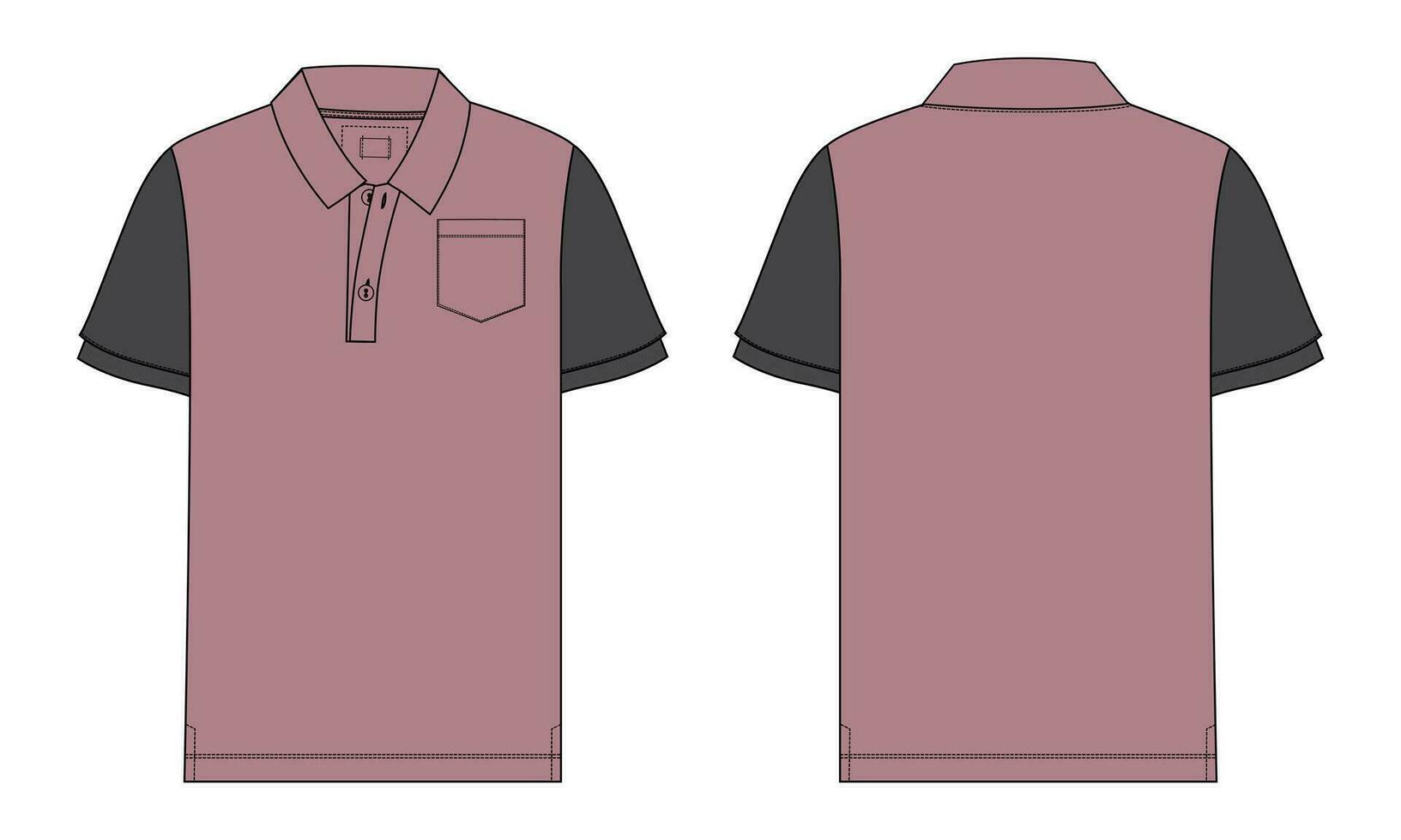 corto manica polo camicia vettore illustrazione modello davanti e indietro visualizzazioni