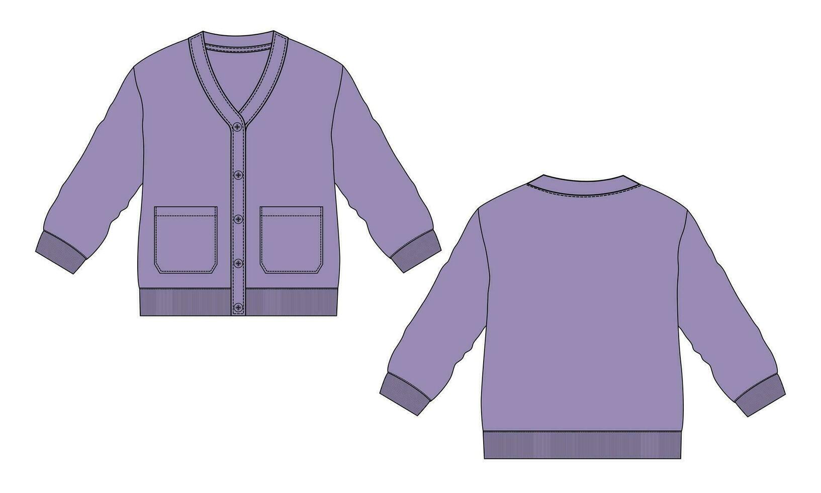 cardigan vettore illustrazione modello davanti e indietro