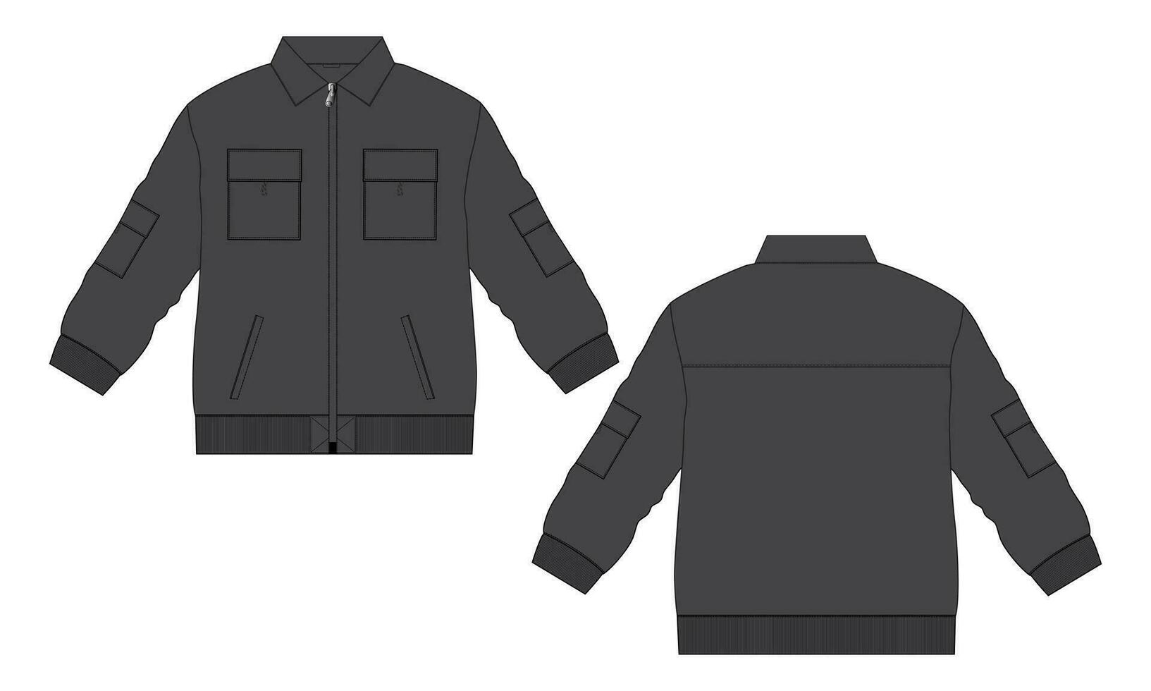 lungo manica giacca felpa vettore illustrazione modello per ragazzi