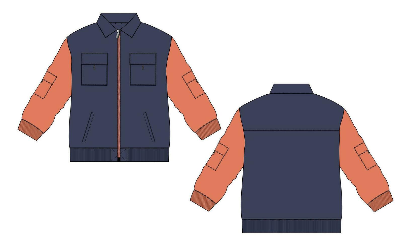 lungo manica giacca felpa vettore illustrazione modello per ragazzi