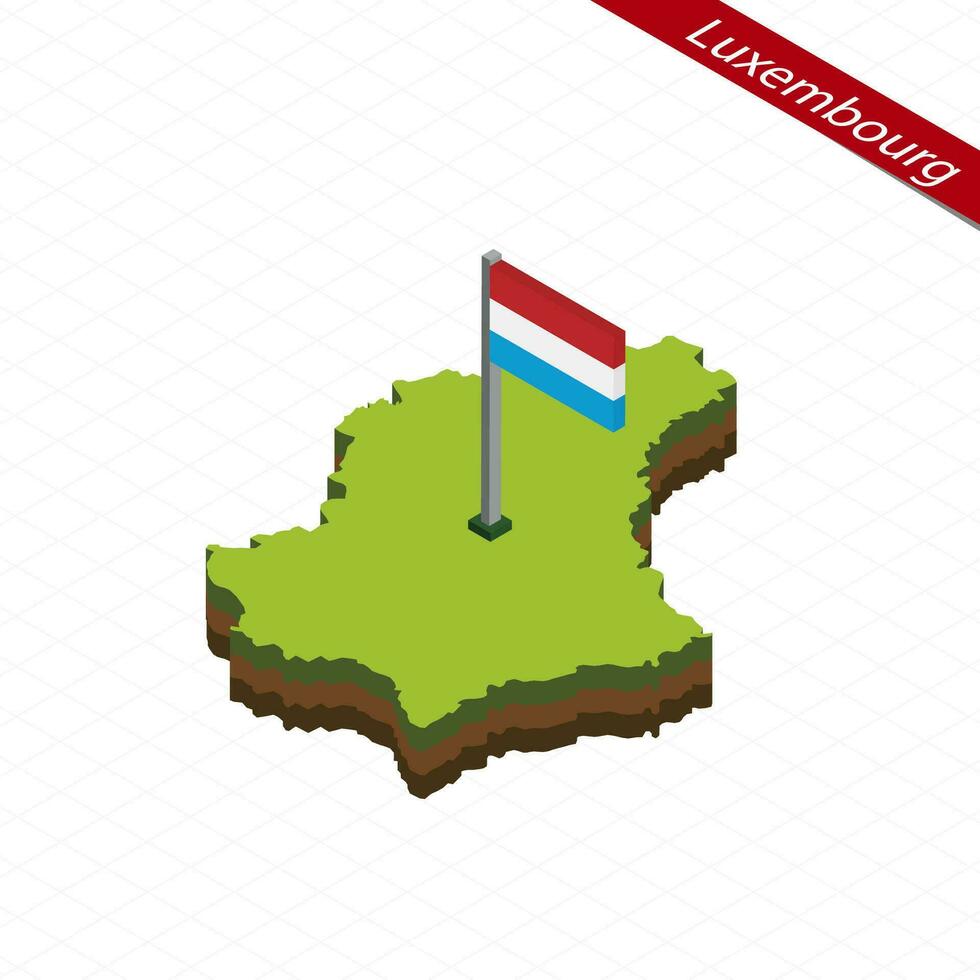 lussemburgo isometrico carta geografica e bandiera. vettore illustrazione.