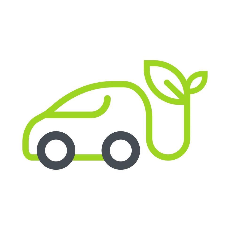 icona dell'auto elettrica. una piattaforma per la ricarica di auto elettriche concetto di energia naturale vettore