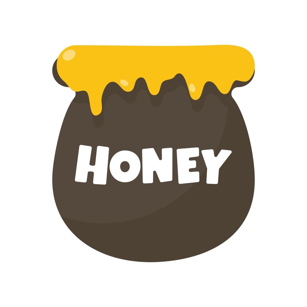 icona del barattolo di miele. un barattolo marrone pieno di miele. fai sgocciolare il miele dal sapore dolce vettore