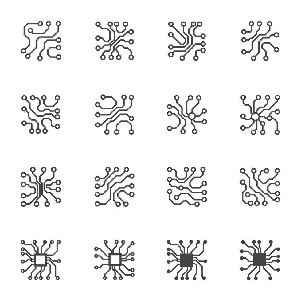 icone della linea del circuito elettronico. illustrazione vettoriale