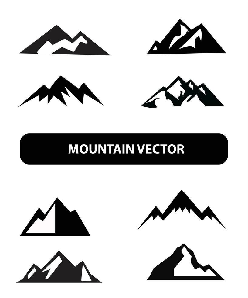 montagna silhouette, blu e nero roccioso montagna illustrazione, vettore disegno, segno, simbolo, all'aperto, fascio.