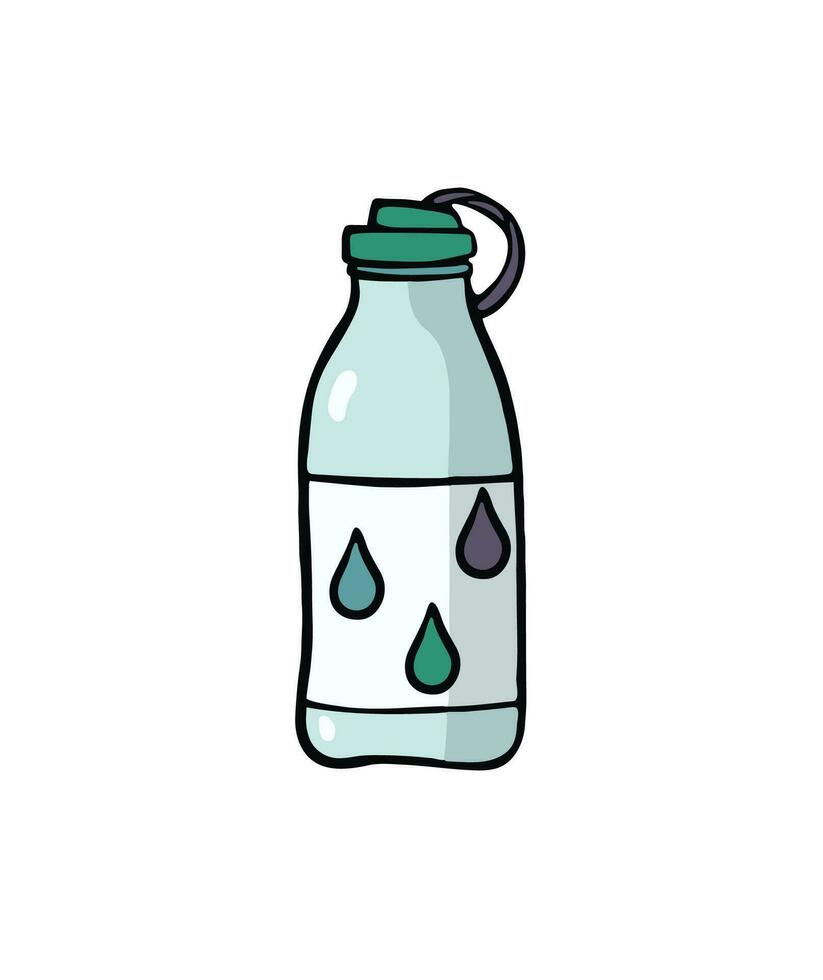 vettore illustrazione di acqua bottiglia con acqua far cadere adesivi su esso. restare idratato e elegante con Questo travolgente illustrazione di un' elegante acqua bottiglia. sorso il tuo modo per un' rinfrescante giorno.