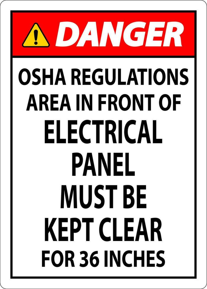 Pericolo cartello osha regolamenti - la zona nel davanti di elettrico pannello dovere essere tenuto chiaro per 36 pollici vettore