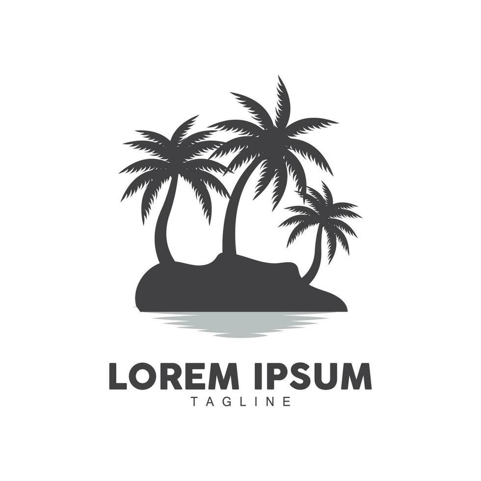 Noce di cocco albero logo, palma albero tramonto spiaggia vettore, elegante minimalista semplice disegno, simbolo modello icona vettore