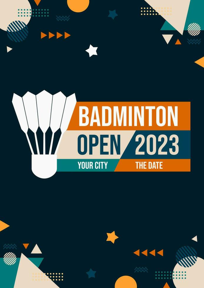 badminton manifesto design con navetta vettore illustrazione