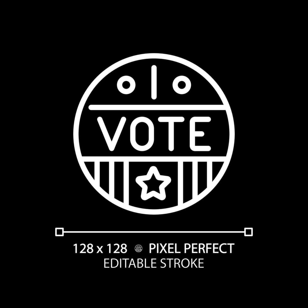 2d pixel Perfetto icona con votazione testo per buio tema, isolato vettore illustrazione per notte modalità, personalizzabile voto cartello.