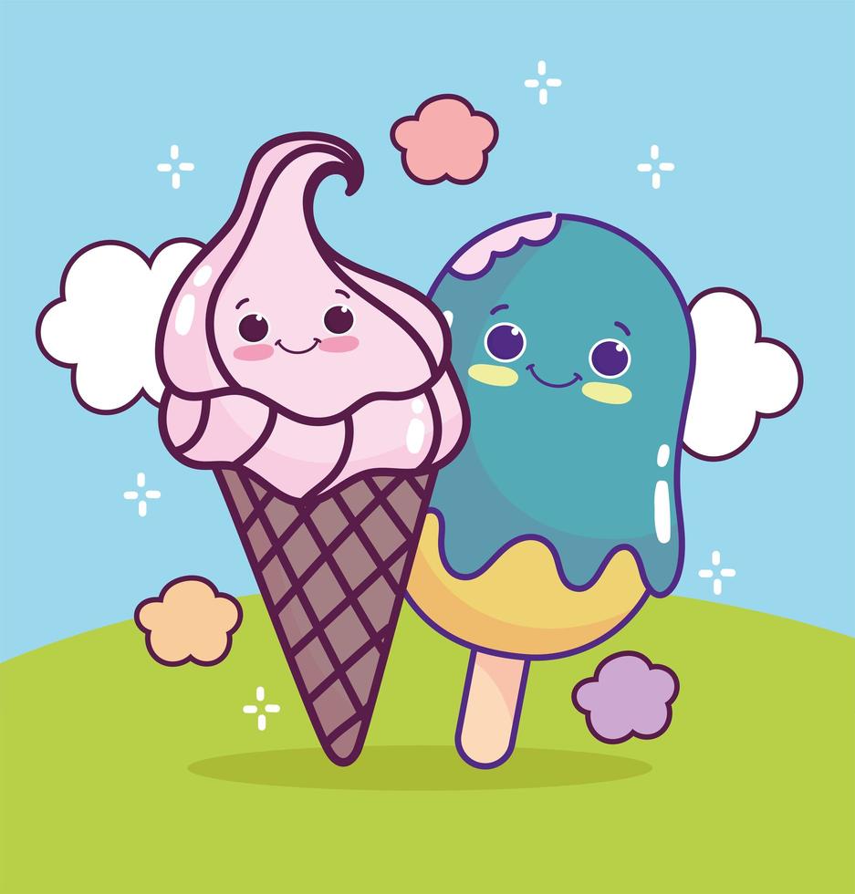 carino adorabile gelato vettore