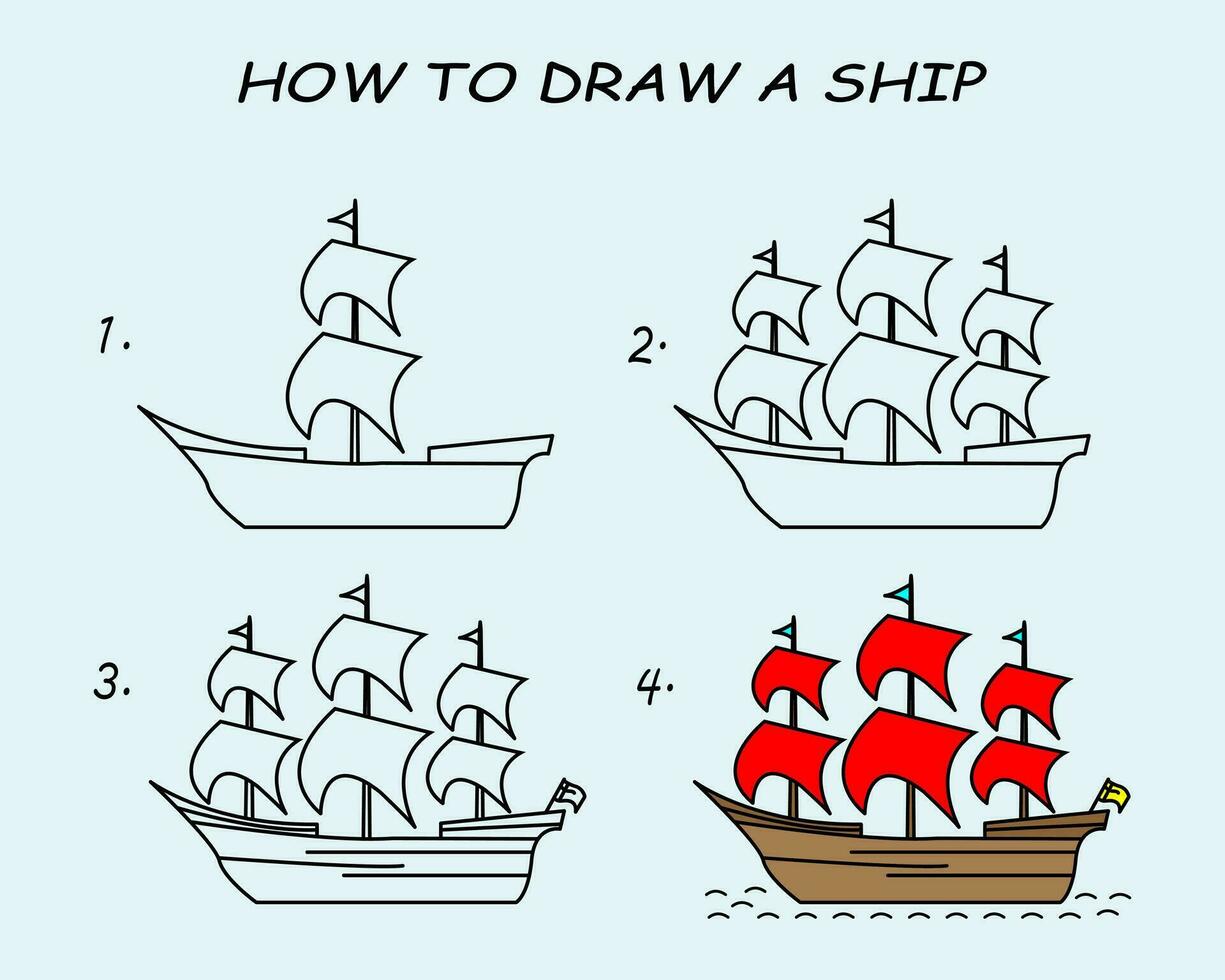 Come per disegnare un' andare in barca barca. bene per disegno bambino ragazzo illustrazione. vettore illustrazione