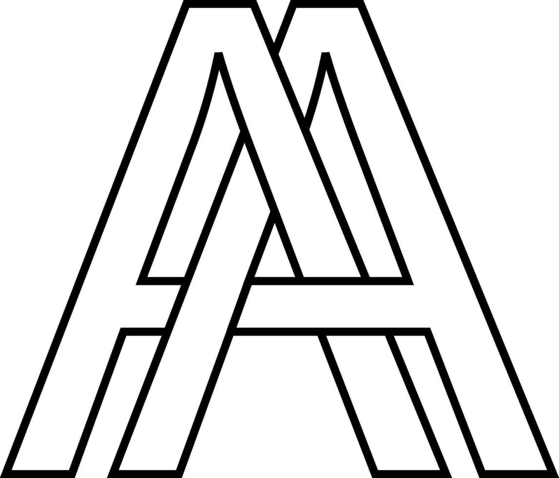 logo icona cartello Due interlacciato lettere un' aa vettore