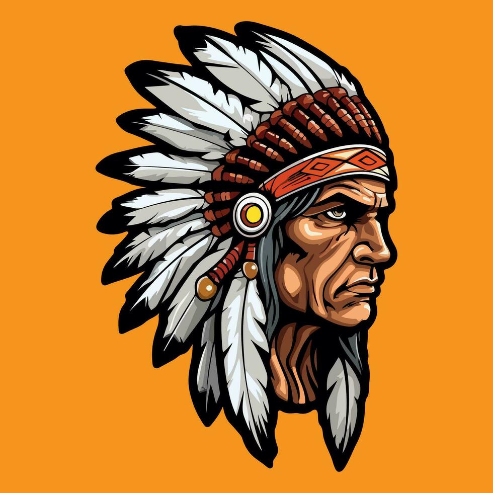 apache indiano guerriero testa logo portafortuna vettore illustrazione