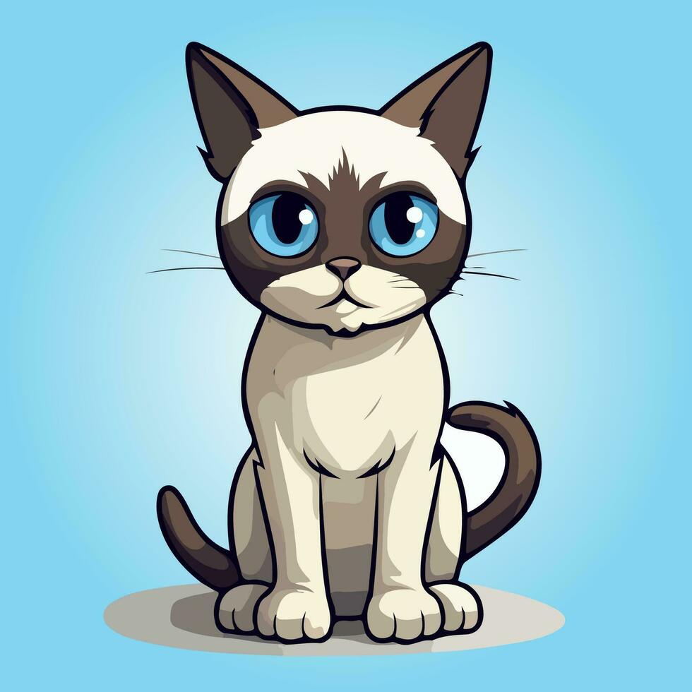illustrazione di siamese gatto cartone animato personaggi vettore isolato