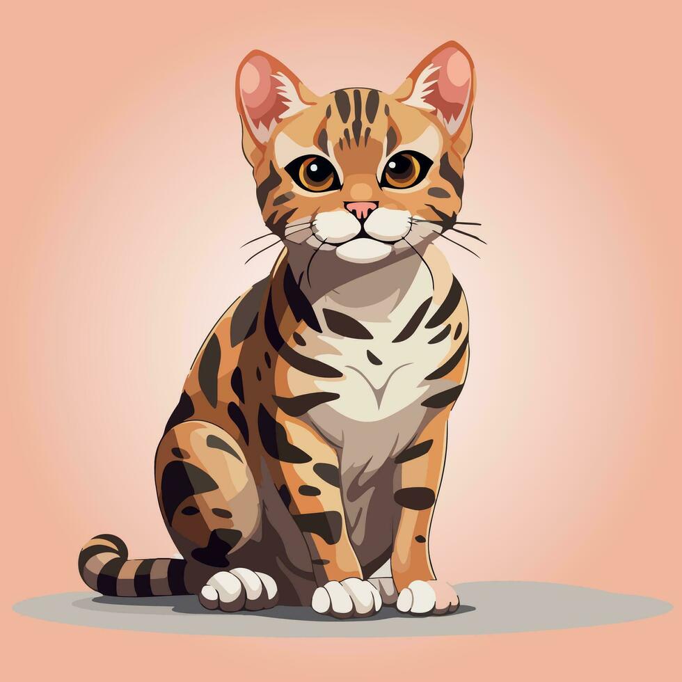 Bengala gatto cartone animato personaggio vettore isolato illustrazione