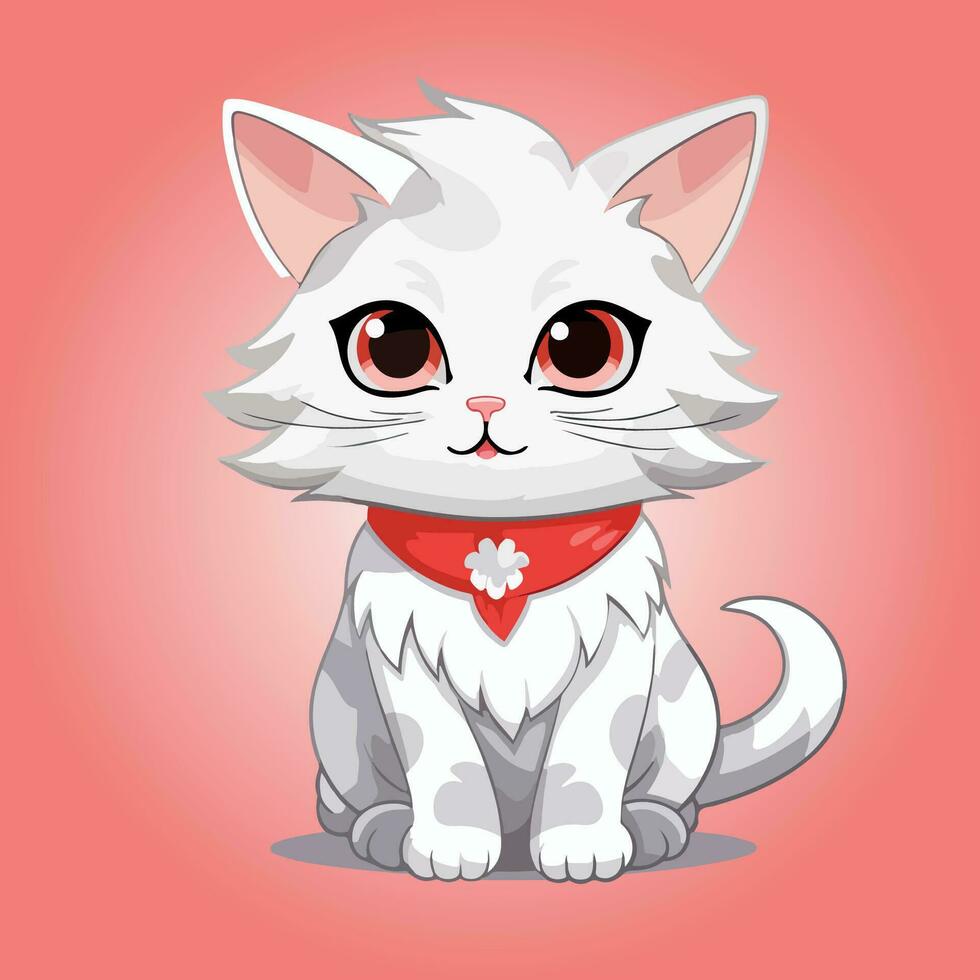 kawaii carino gatto cartone animato personaggi vettore isolato illustrazione