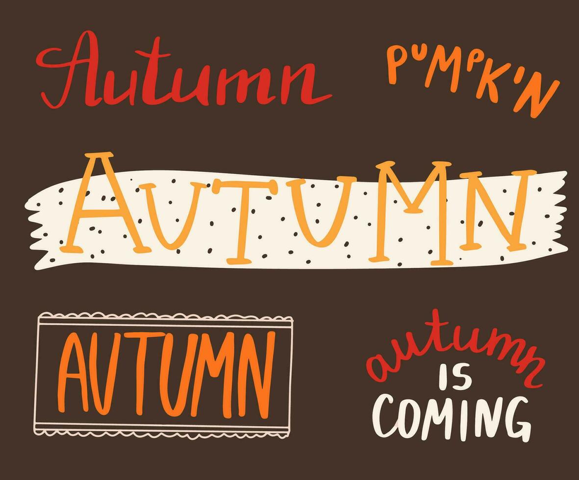 autunno lettering impostare, autunno decorativo lettering per manifesti vettore