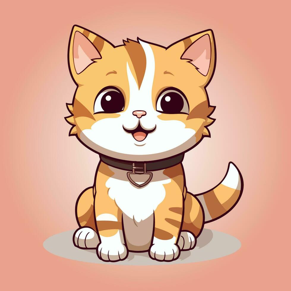 kawaii carino gatto cartone animato personaggi vettore isolato illustrazione