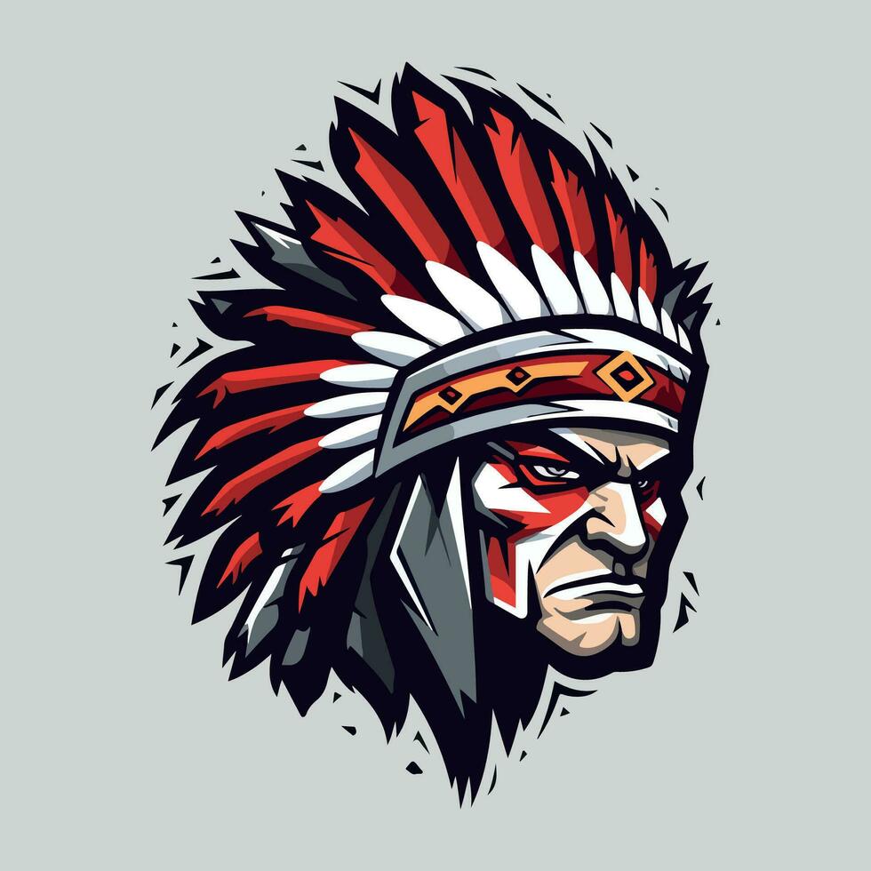 apache indiano guerriero testa logo portafortuna vettore illustrazione