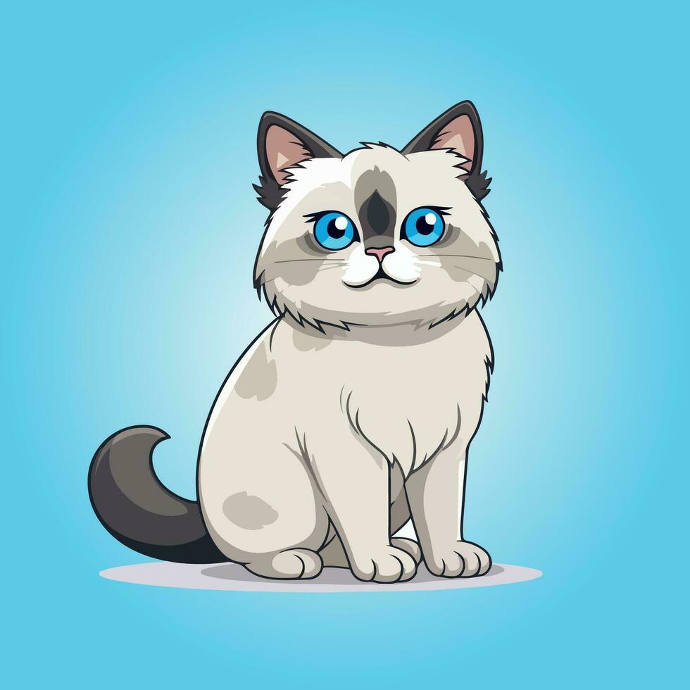 kawaii carino gatto cartone animato personaggi vettore isolato illustrazione